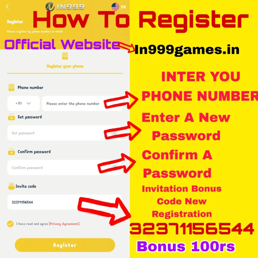 how to register on in 999 games